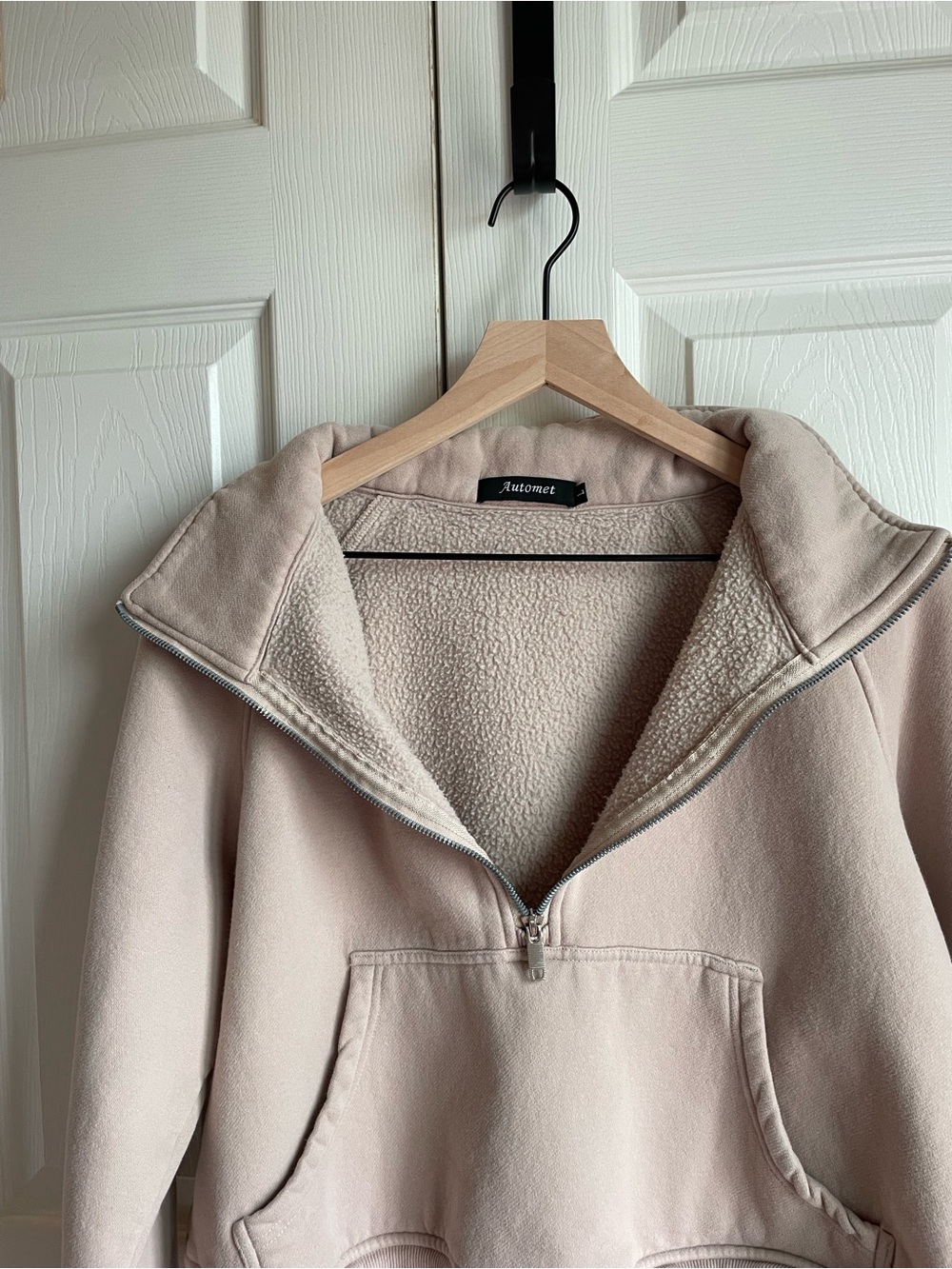 Amazon Women's Half-Zip Pullover Sweatshirt - Light Blush/ Tan - Picture 3 of 4